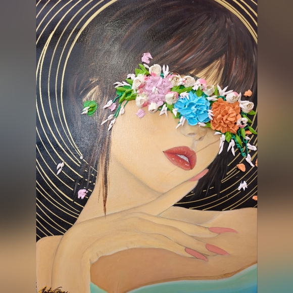 Orginal painting 3d flowers blind princess - Picture 4 of 4